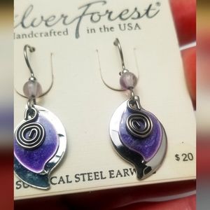 Purple dangling earrings